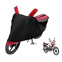 Euro Care Bike Cover Compatible with Splendor, Heatproof, Mirror Pocket, Dustproof, Belt &amp; Buckle, Splendor Bike Cover - 1 Unit, Black-Red