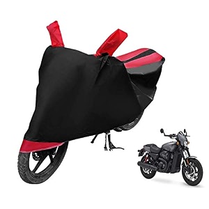 euro care bike cover compatible with street 750 heatproof mirror pocket dustproof belt amp buckle street 750 bike cover - 1 unit black-red