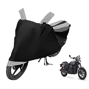 euro care bike cover compatible with street 750 heatproof mirror pocket dustproof belt amp buckle street 750 bike cover - 1 unit black-silver