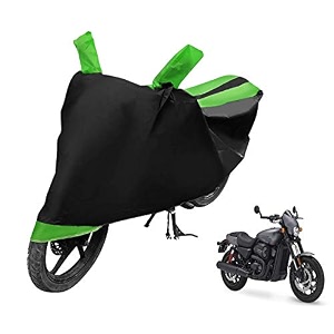 euro care bike cover compatible with street 750 heatproof mirror pocket dustproof belt amp buckle street 750 bike cover - 1 unit black-green