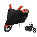 Euro Care Bike Cover Compatible with Street 750, Heatproof, Mirror Pocket, Dustproof, Belt &amp; Buckle, Street 750 Bike Cover - 1 Unit, Black-Orange