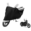 Euro Care Bike Cover Compatible with Street 750, Heatproof, Mirror Pocket, Dustproof, Belt &amp; Buckle, Street 750 Bike Cover - 1 Unit, Black-White