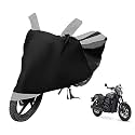 Euro Care Bike Cover Compatible with Street 750, Heatproof, Mirror Pocket, Dustproof, Belt &amp; Buckle, Street 750 Bike Cover - 1 Unit, Black-Silver