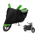 Euro Care Bike Cover Compatible with Street 750, Heatproof, Mirror Pocket, Dustproof, Belt &amp; Buckle, Street 750 Bike Cover - 1 Unit, Black-Green