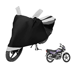 euro care bike cover compatible with super splendor heatproof mirror pocket dustproof belt amp buckle splendor bike cover - 1 unit black-white