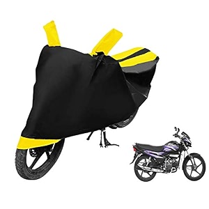 euro care bike cover compatible with super splendor heatproof mirror pocket dustproof belt amp buckle splendor bike cover - 1 unit black-yellow
