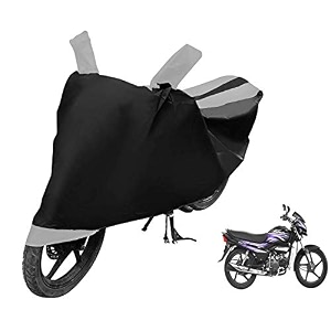 euro care bike cover compatible with super splendor heatproof mirror pocket dustproof belt amp buckle splendor bike cover - 1 unit black-silver