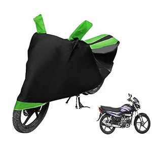 euro care bike cover compatible with super splendor heatproof mirror pocket dustproof belt amp buckle splendor bike cover - 1 unit black-green