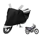 Euro Care Bike Cover Compatible with Super Splendor, Heatproof, Mirror Pocket, Dustproof, Belt & Buckle, Splendor Bike Cover - 1 Unit, Black-White