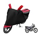 Euro Care Bike Cover Compatible with Super Splendor, Heatproof, Mirror Pocket, Dustproof, Belt &amp; Buckle, Splendor Bike Cover - 1 Unit, Black-Red