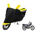 Euro Care Bike Cover Compatible with Super Splendor, Heatproof, Mirror Pocket, Dustproof, Belt &amp; Buckle, Splendor Bike Cover - 1 Unit, Black-Yellow