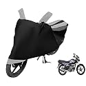 Euro Care Bike Cover Compatible with Super Splendor, Heatproof, Mirror Pocket, Dustproof, Belt &amp; Buckle, Splendor Bike Cover - 1 Unit, Black-Silver