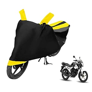 euro care bike cover compatible with sz-r heatproof mirror pocket dustproof belt amp buckle sz-r bike cover - 1 unit black-yellow