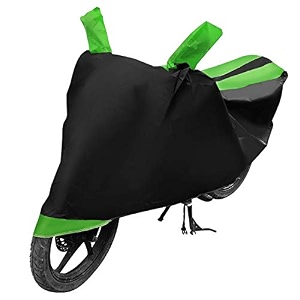 euro care bike cover compatible with universal cover heatproof mirror pocket dustproof belt amp buckle universal bike cover - 1 unit black-green