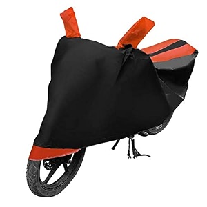 euro care bike cover compatible with universal cover heatproof mirror pocket dustproof belt amp buckle universal bike cover - 1 unit black-orange