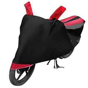 euro care bike cover compatible with universal cover heatproof mirror pocket dustproof belt amp buckle universal bike cover - 1 unit black-red