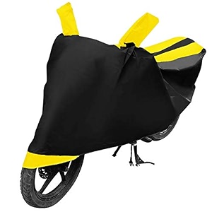 euro care bike cover compatible with universal cover heatproof mirror pocket dustproof belt amp buckle universal bike cover - 1 unit black-yellow