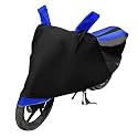 Euro Care Bike Cover Compatible with Universal, with Mirror Pocket, Heatproof, Belt &amp; Buckle, Universal Bike Cover - 1 Unit, Black-Blue