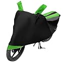 Euro Care Bike Cover Compatible with Universal Cover, Heatproof, Mirror Pocket, Dustproof, Belt &amp; Buckle, Universal Bike Cover - 1 Unit, Black-Green