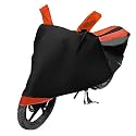 Euro Care Bike Cover Compatible with Universal Cover, Heatproof, Mirror Pocket, Dustproof, Belt &amp; Buckle, Universal Bike Cover - 1 Unit, Black-Orange