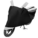 Euro Care Bike Cover Compatible with Universal Cover, Heatproof, Mirror Pocket, Dustproof, Belt &amp; Buckle, Universal Bike Cover - 1 Unit, Black-White