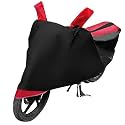 Euro Care Bike Cover Compatible with Universal Cover, Heatproof, Mirror Pocket, Dustproof, Belt &amp; Buckle, Universal Bike Cover - 1 Unit, Black-Red