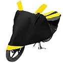 Euro Care Bike Cover Compatible with Universal Cover, Heatproof, Mirror Pocket, Dustproof, Belt &amp; Buckle, Universal Bike Cover - 1 Unit, Black-Yellow