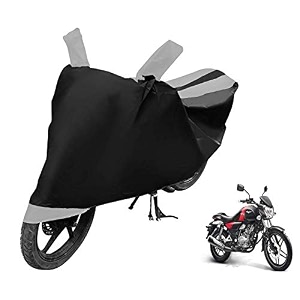 euro care bike cover compatible with vikrant 150 heatproof mirror pocket dustproof belt amp buckle vikrant bike cover - 1 unit black-silver