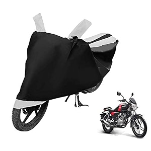 euro care bike cover compatible with vikrant 150 heatproof mirror pocket dustproof belt amp buckle vikrant bike cover - 1 unit black-white