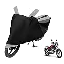 Euro Care Bike Cover Compatible with Vikrant 150, Heatproof, Mirror Pocket, Dustproof, Belt &amp; Buckle, Vikrant Bike Cover - 1 Unit, Black-Silver