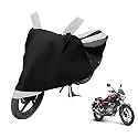 Euro Care Bike Cover Compatible with Vikrant 150, Heatproof, Mirror Pocket, Dustproof, Belt &amp; Buckle, Vikrant Bike Cover - 1 Unit, Black-White