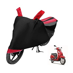 euro care scooty cover compatible with access 125 heatproof mirror pocket dustproof belt amp buckle access scooty cover - 1 unit black-red