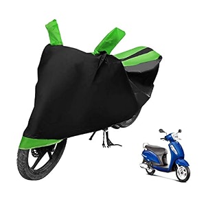 euro care scooty cover compatible with access 125 heatproof mirror pocket dustproof belt amp buckle access scooty cover - 1 unit black-green