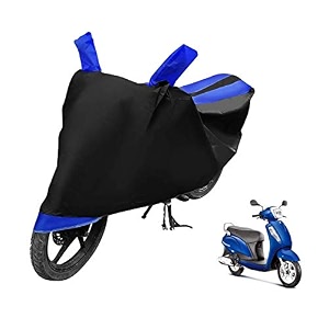 euro care scooty cover compatible with access 125 heatproof mirror pocket dustproof belt amp buckle access scooty cover - 1 unit black-blue
