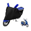 Euro Care Scooty Cover Compatible with Access 125, Heatproof, Mirror Pocket, Dustproof, Belt &amp; Buckle, Access Scooty Cover - 1 Unit, Black-Blue