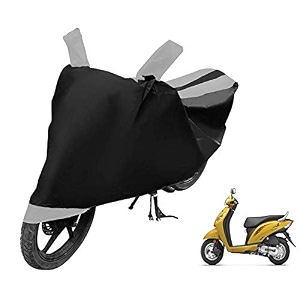 euro care scooty cover compatible with activa i heatproof mirror pocket dustproof belt amp buckle activa scooty cover - 1 unit black-silver