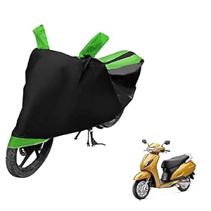 euro care scooty cover compatible with activa 6g heatproof mirror pocket dustproof belt amp buckle activa scooty cover - 1 unit black-green