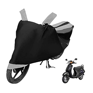 euro care scooty cover compatible with activa heatproof mirror pocket dustproof belt amp buckle activa scooty cover - 1 unit black-silver