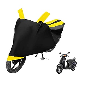 euro care scooty cover compatible with activa heatproof mirror pocket dustproof belt amp buckle activa scooty cover - 1 unit black-yellow