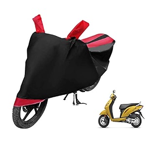 euro care scooty cover compatible with activa i heatproof mirror pocket dustproof belt amp buckle activa scooty cover - 1 unit black-red