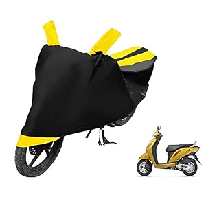 euro care scooty cover compatible with activa i heatproof mirror pocket dustproof belt amp buckle activa scooty cover - 1 unit black-yellow