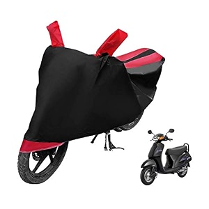 euro care scooty cover compatible with activa heatproof mirror pocket dustproof belt amp buckle activa scooty cover - 1 unit black-red