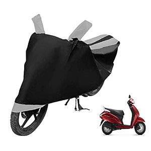 euro care scooty cover compatible with activa 125 heatproof mirror pocket dustproof belt amp buckle activa scooty cover - 1 unit black-silver