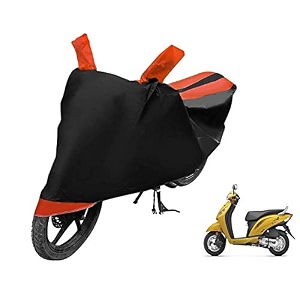 euro care scooty cover compatible with activa i heatproof mirror pocket dustproof belt amp buckle activa scooty cover - 1 unit black-orange