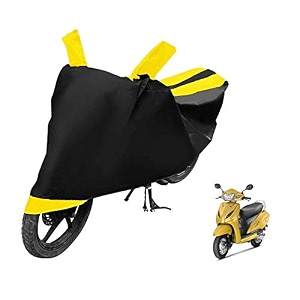 euro care scooty cover compatible with activa 5g heatproof mirror pocket dustproof belt amp buckle activa scooty cover - 1 unit black-yellow