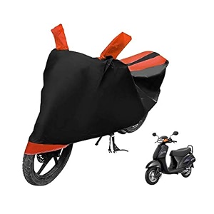 euro care scooty cover compatible with activa heatproof mirror pocket dustproof belt amp buckle activa scooty cover - 1 unit black-orange