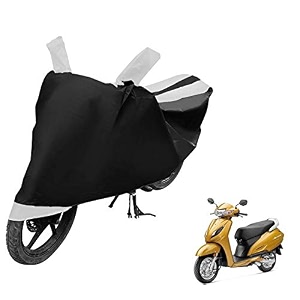 euro care scooty cover compatible with activa 6g heatproof mirror pocket dustproof belt amp buckle activa scooty cover - 1 unit black-white