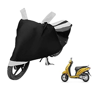 euro care scooty cover compatible with activa i heatproof mirror pocket dustproof belt amp buckle activa scooty cover - 1 unit black-white