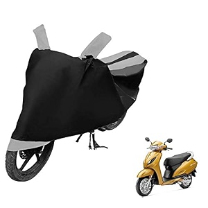 euro care scooty cover compatible with activa 6g heatproof mirror pocket dustproof belt amp buckle activa scooty cover - 1 unit black-silver