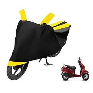 euro care scooty cover compatible with activa 125 heatproof mirror pocket dustproof belt amp buckle activa scooty cover - 1 unit black-yellow